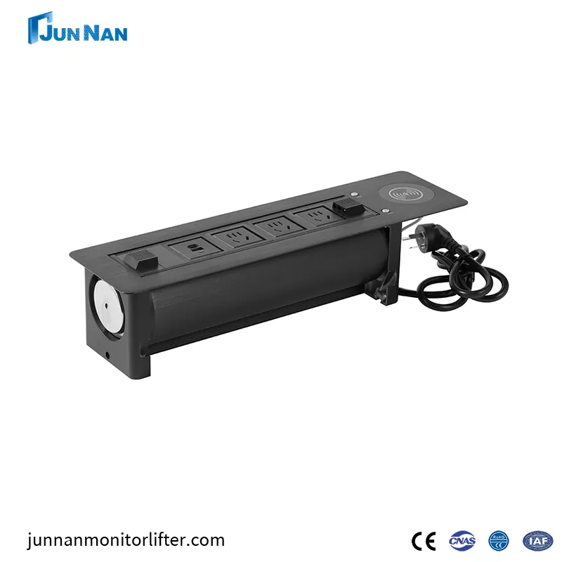 ด้วยเครื่องชาร์จ USB และซ็อกเก็ตเดสก์ท็อปป๊อปอัพอัจฉริยะที่ชาร์จด้วยมอเตอร์แบบไร้สาย